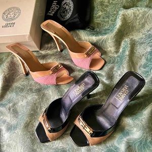 SOLD Vintage 90s Gianni Versace Pony Hair Mule Heels